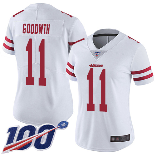 San Francisco 49ers Limited White Women #11 Marquise Goodwin Road NFL Jersey 100th Vapor Untouchable